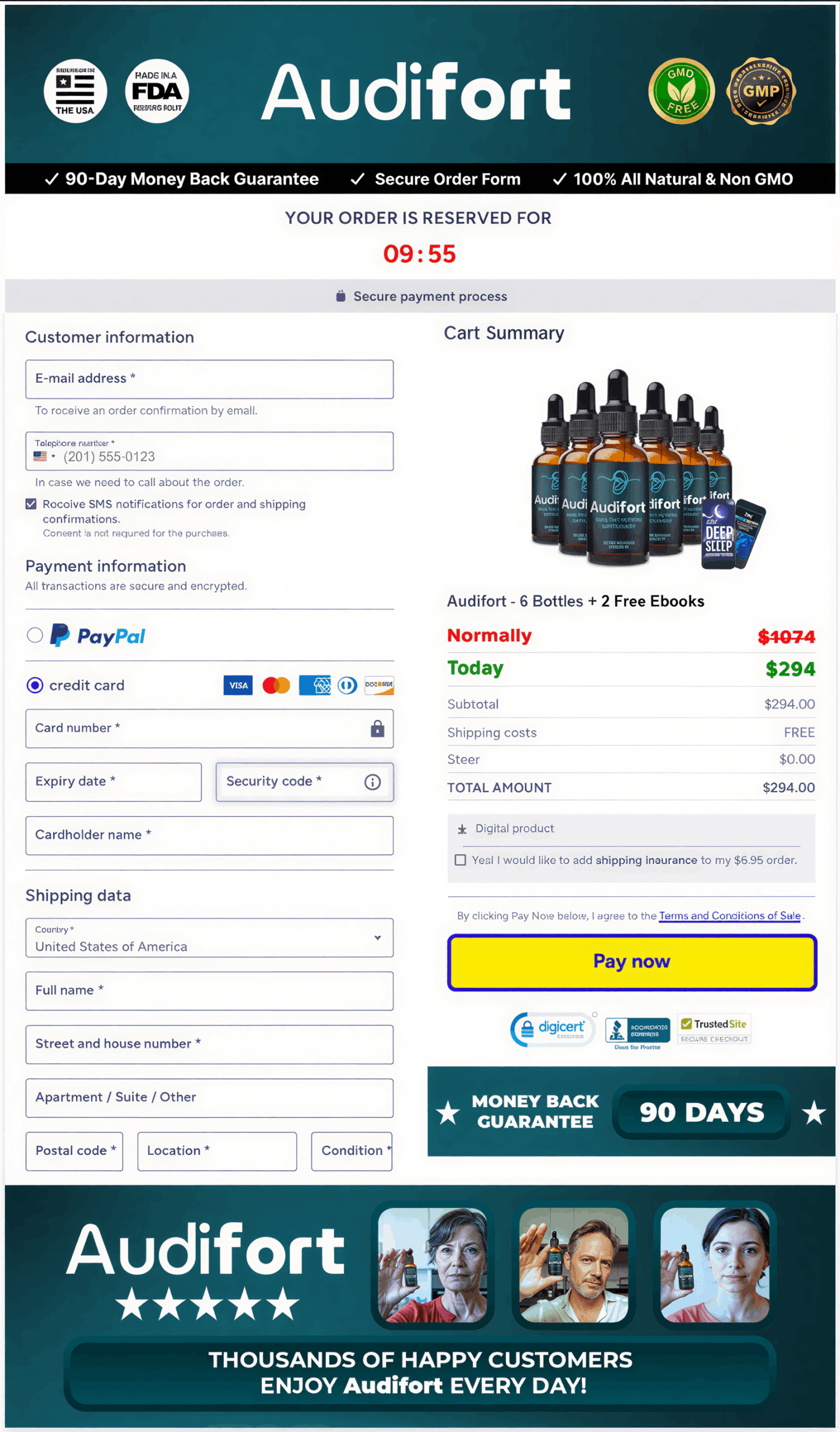 Audifort Checkout page